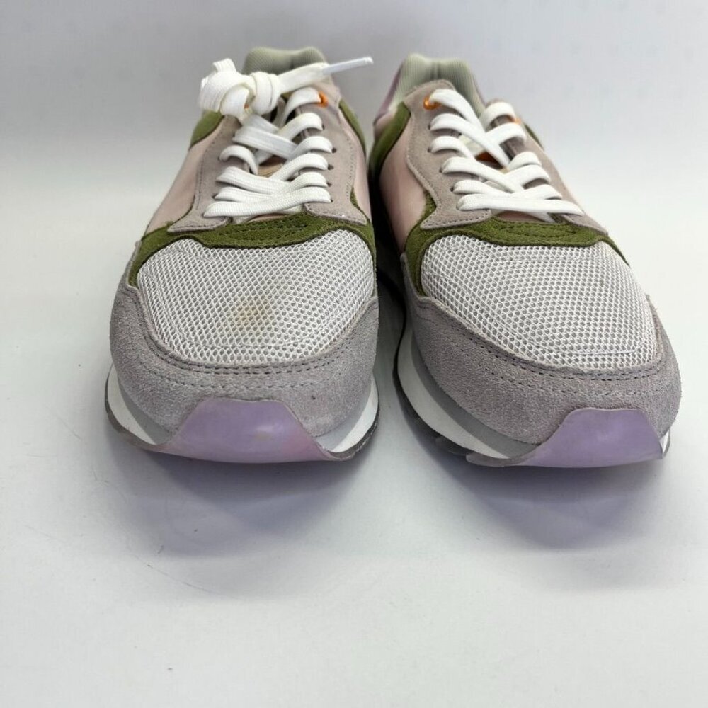 Trendy Women's Sneakers with Pink, Green, and Gray Accents - Picture 2 of 16